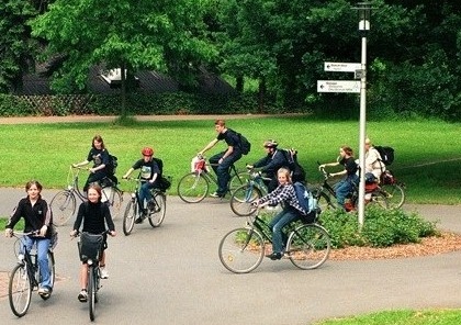 Radfahrer in Hamm, Fahrradkreisel an der Münsterstraße